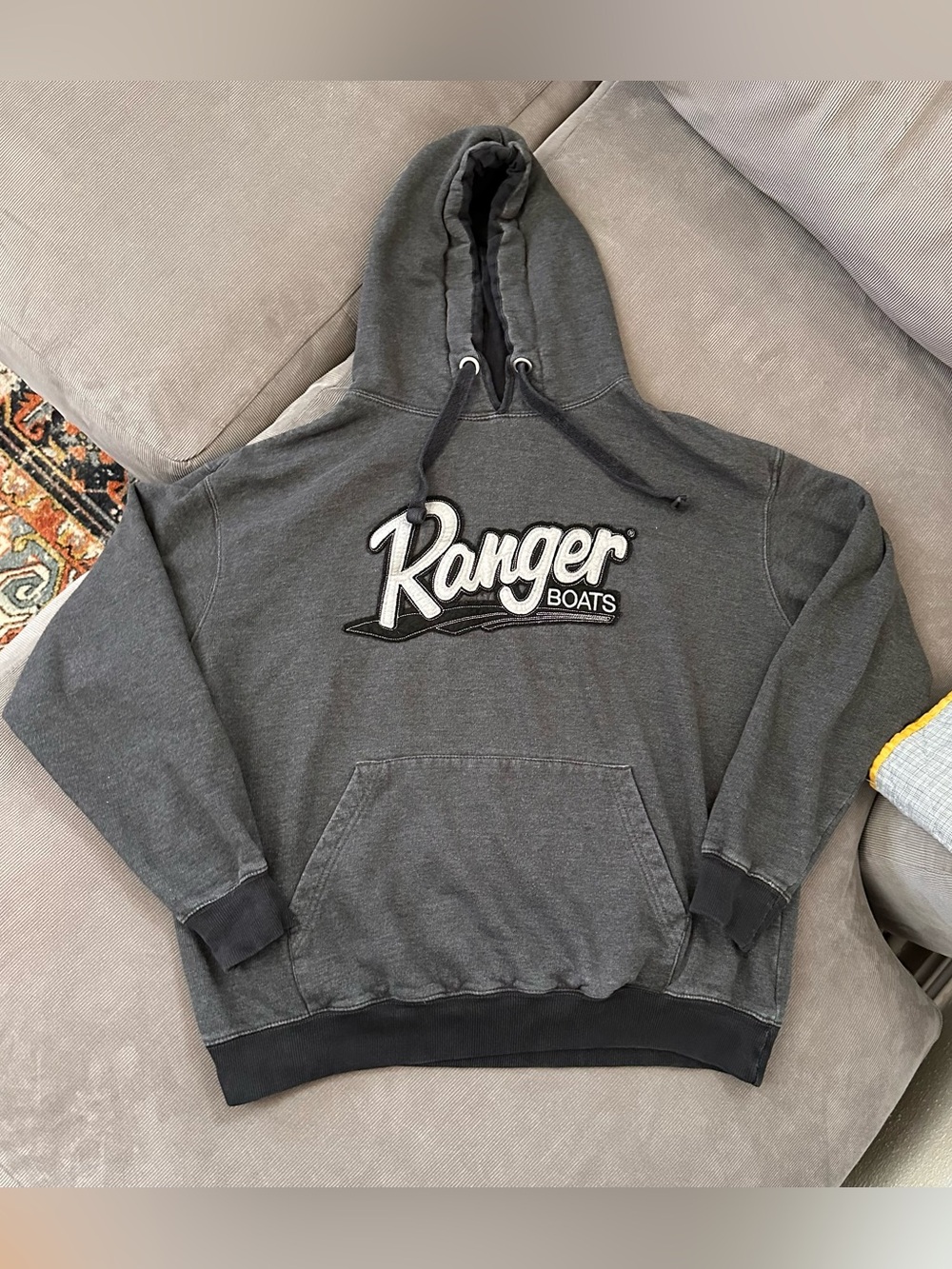 Ranger boats embroidered hoodie Sweatshirt Large charcoal gray Pullover